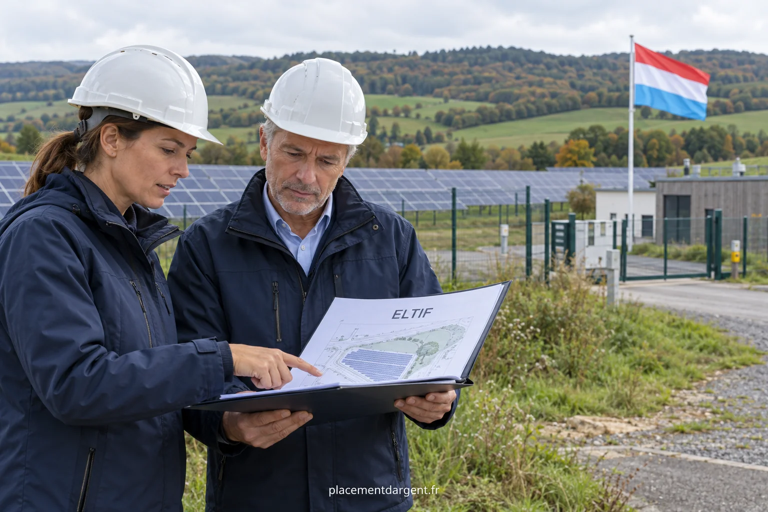 Plan d’une infrastructure et dossiers d’investissement posés sur une table de réunion avec un ordinateur portable
