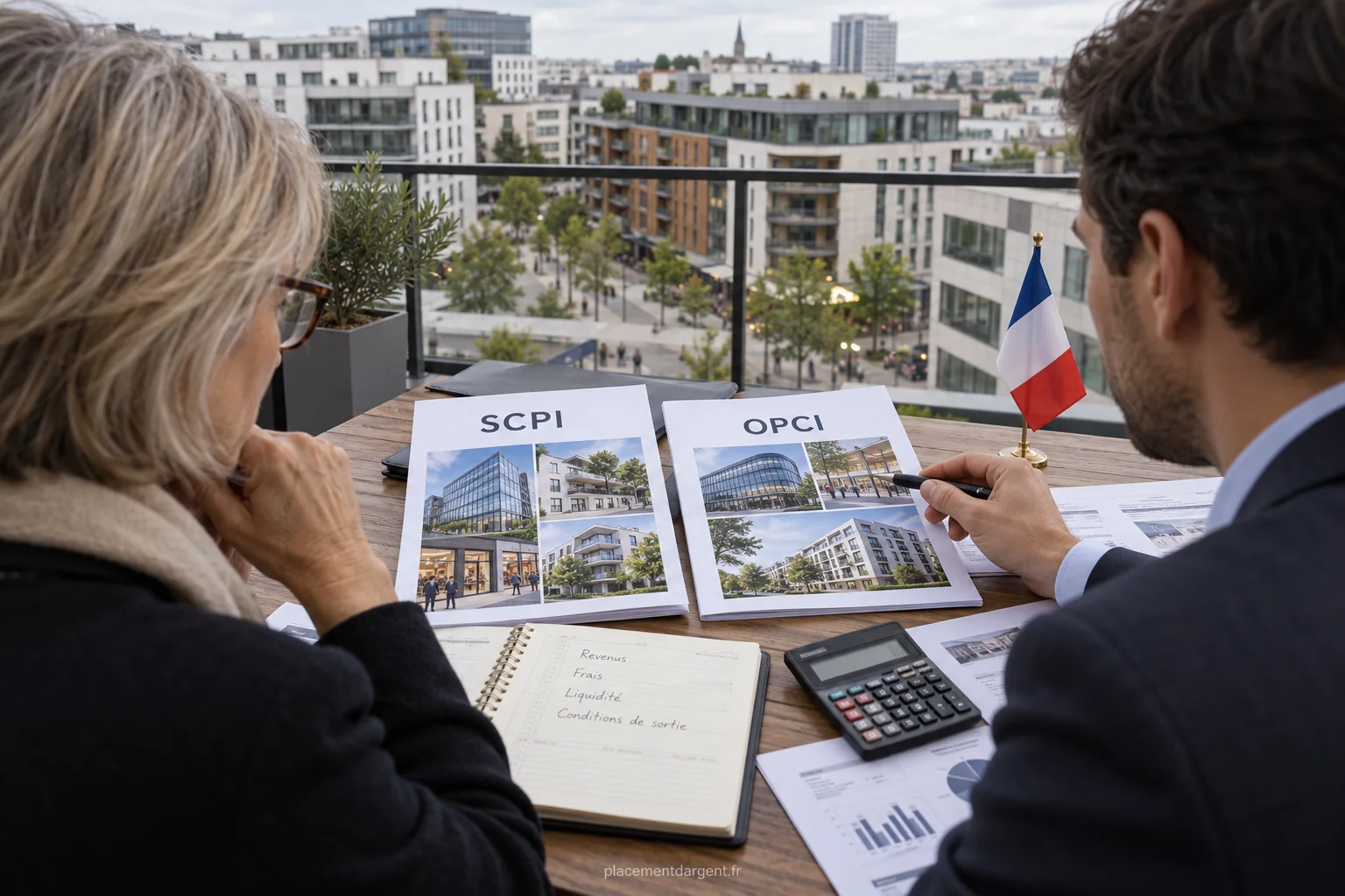 Immeubles de bureaux modernes en ville, symbole d’un patrimoine immobilier détenu collectivement par des épargnants