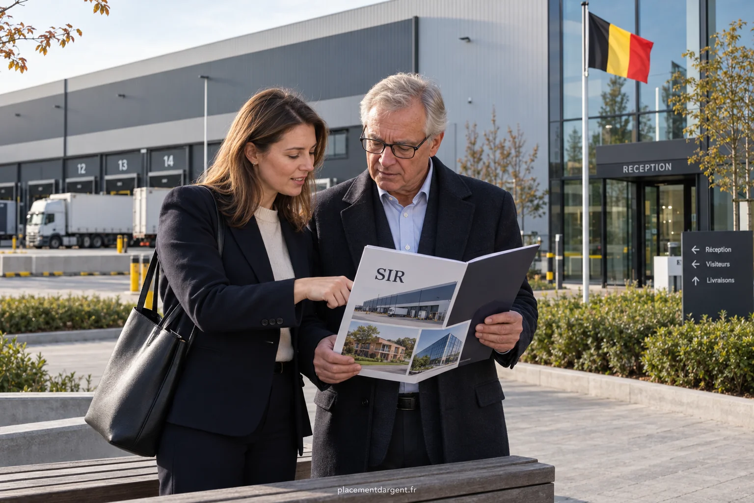 Immeubles de bureaux et résidences belges photographiés en milieu urbain, illustrant le patrimoine d’une société immobilière cotée